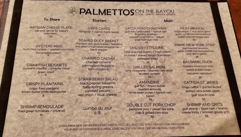 menu